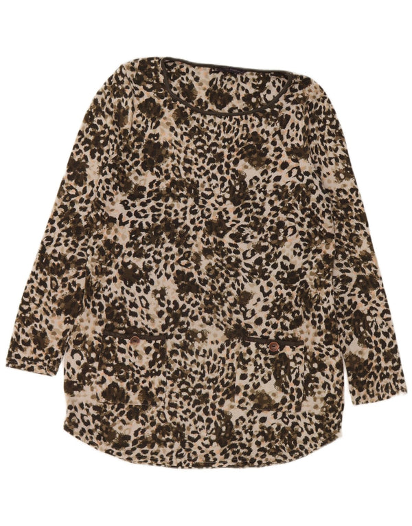Marks & Spencer Womens Tunic Top UK 12 Medium Khaki Animal Print