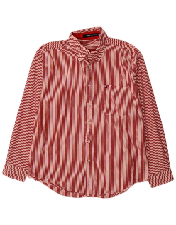 Tommy Hilfiger Mens Shirt XL Red Pinstripe Cotton