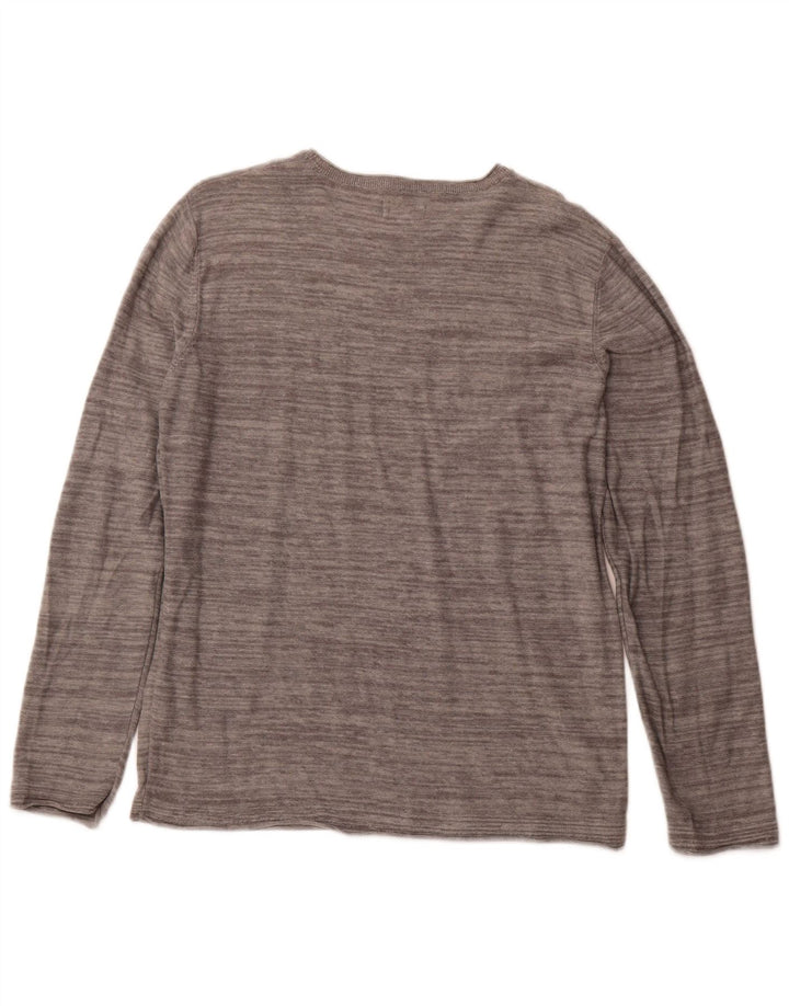 JACK & JONES Mens Top Long Sleeve Large Grey Cotton