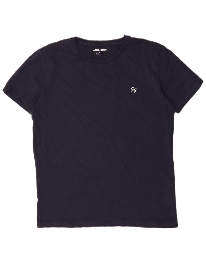 Jack & Jones Mens T-Shirt Top Large Navy Blue Cotton