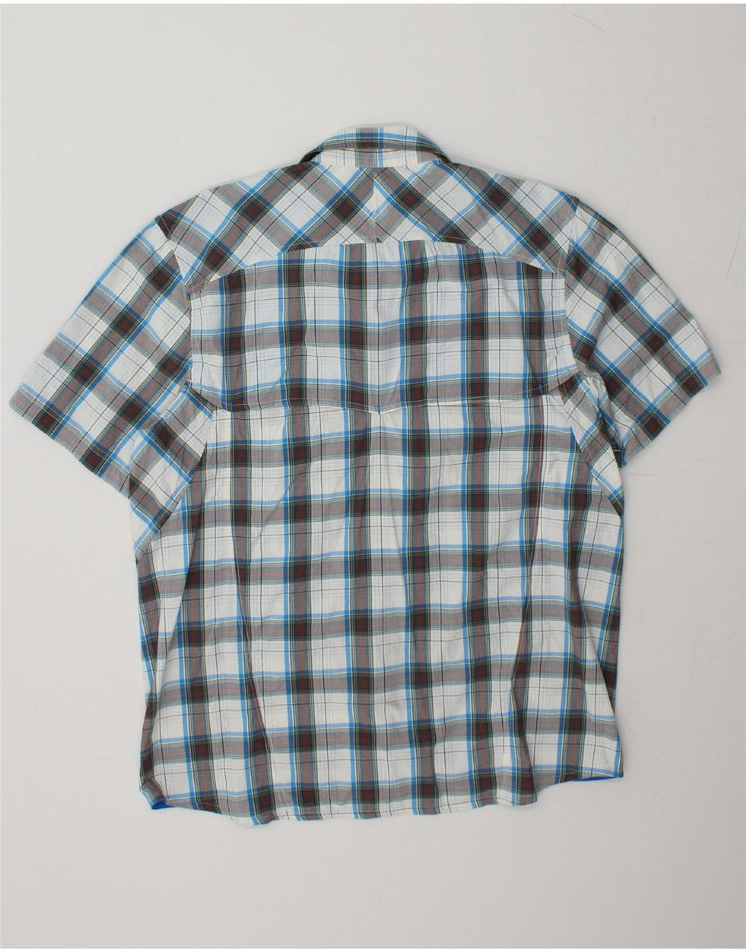 ADIDAS Mens Short Sleeve Shirt UK 40/42 Medium White Check Polyester Vintage Adidas and Second-Hand Adidas from Messina Hembry 