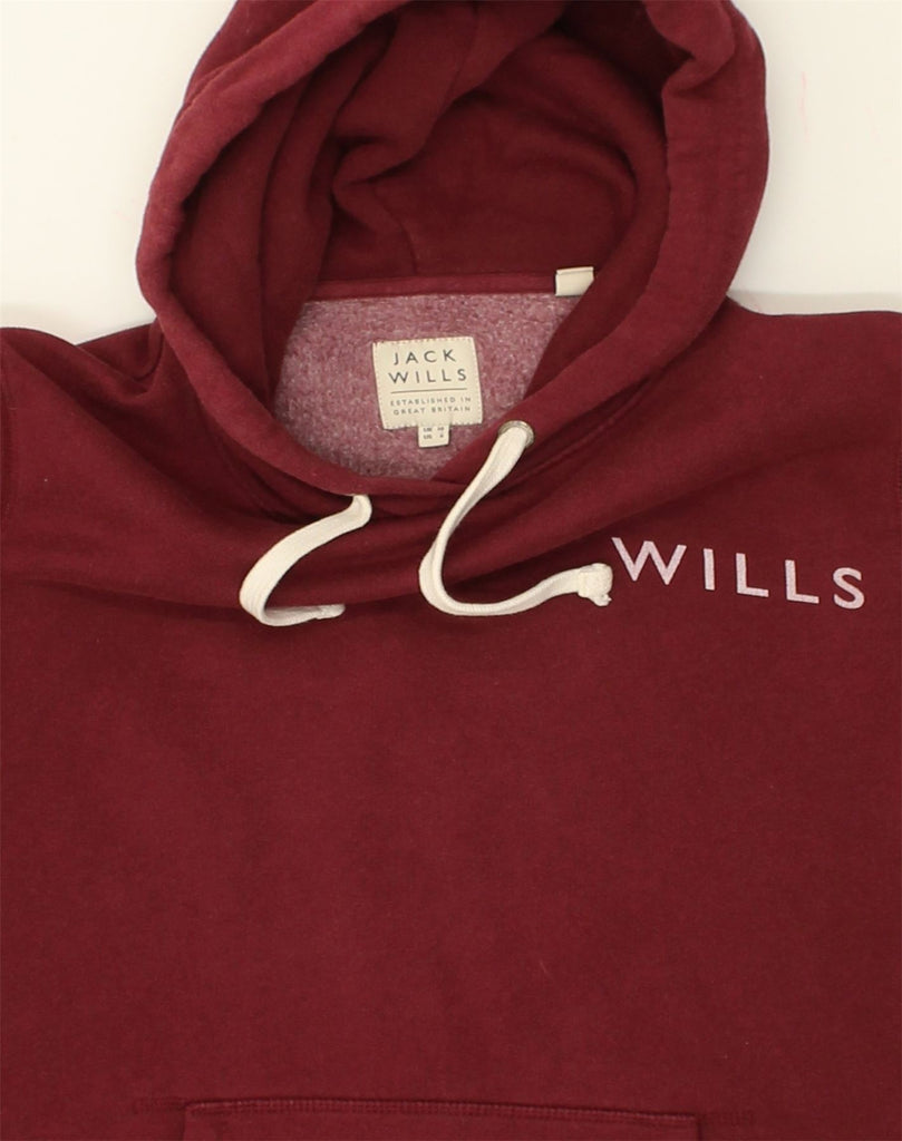 JACK WILLS Womens Graphic Hoodie Jumper UK 10 Small Burgundy Cotton | Vintage Jack Wills | Thrift | Second-Hand Jack Wills | Used Clothing | Messina Hembry 