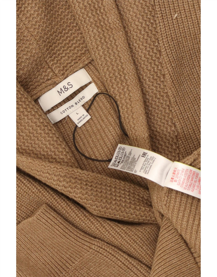 Marks & Spencer Mens Cardigan Sweater Large Brown Polyester
