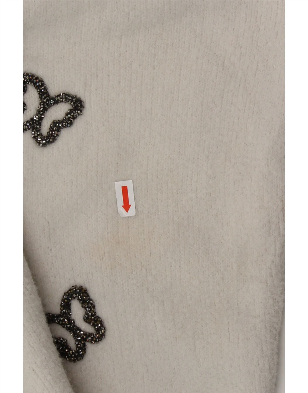 Zara Womens Graphic Crew Neck Jumper Sweater UK 14 Medium White Butterfly