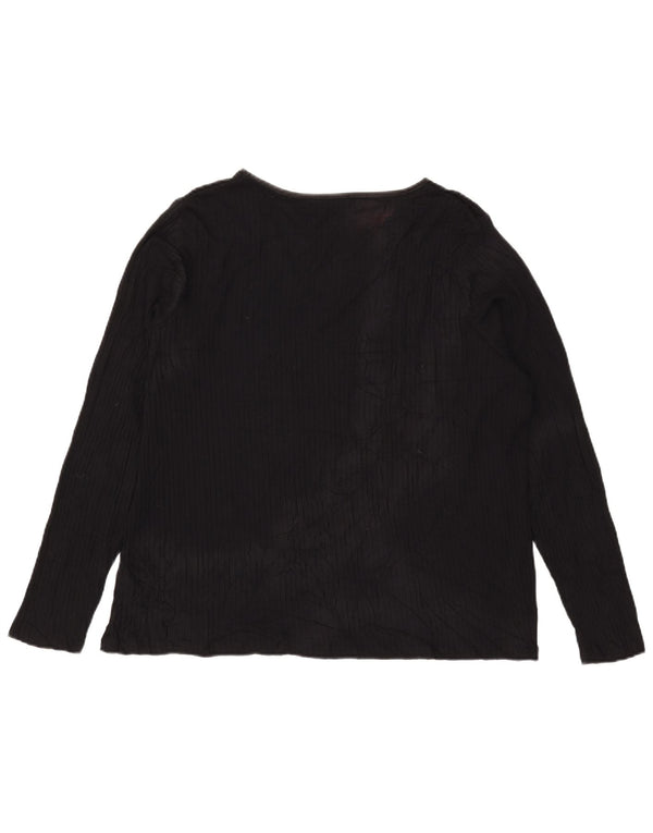 Marks & Spencer Womens Top Long Sleeve UK 24 4XL  Black Viscose