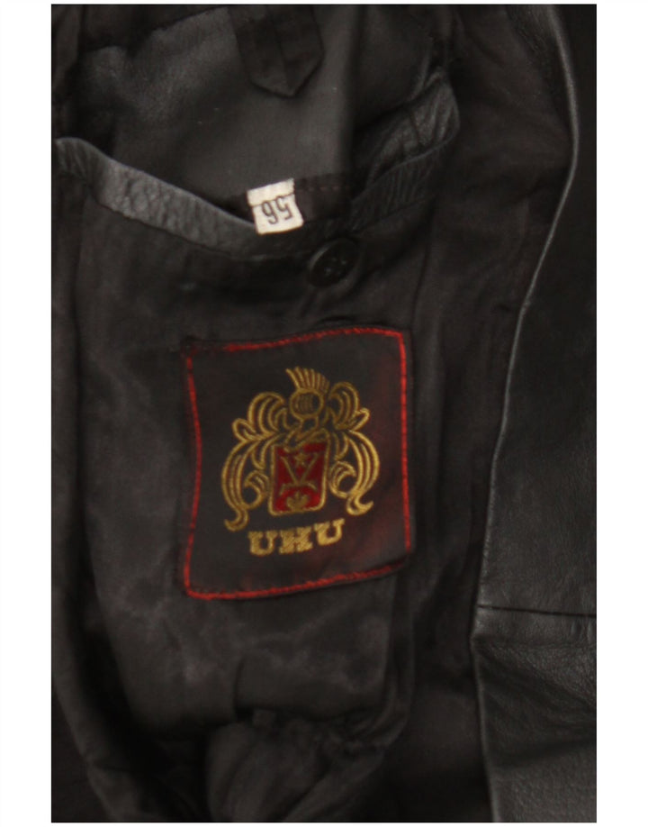 Vintage Womens Leather Coat UK 14 Large Black