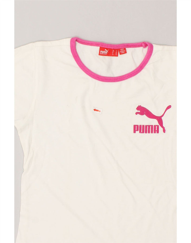 PUMA Womens T-Shirt Top UK 10 Small White | Vintage Puma | Thrift | Second-Hand Puma | Used Clothing | Messina Hembry 