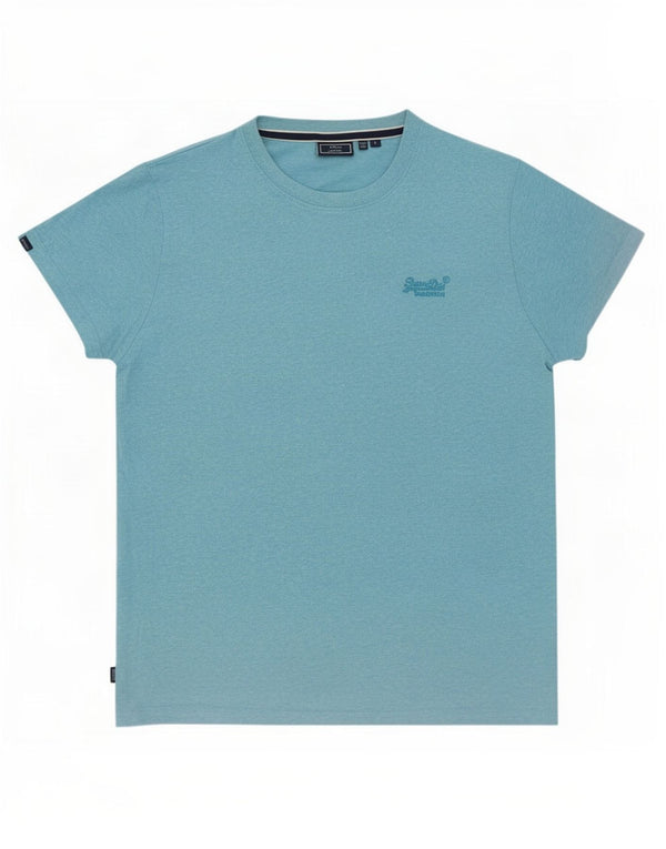 Superdry Mens T-Shirt Top Large Blue Flecked Cotton