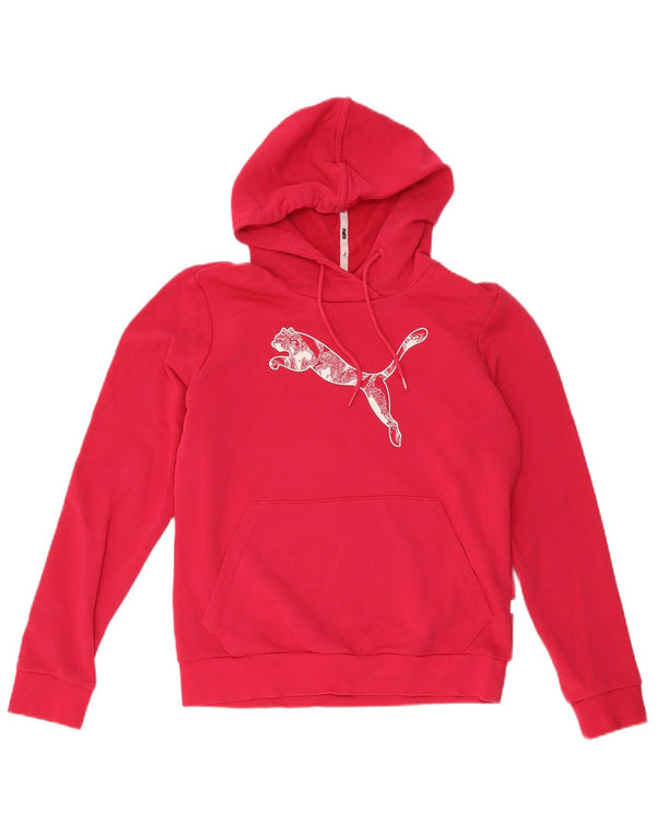 Puma Womens Graphic Hoodie Jumper UK 14 Medium Pink Cotton