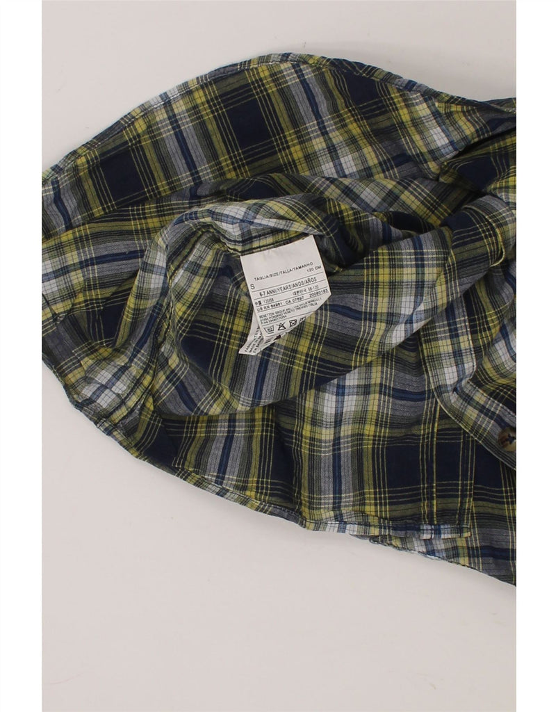 BENETTON Boys Shirt 6-7 Years Small Navy Blue Check Cotton Vintage Benetton and Second-Hand Benetton from Messina Hembry 