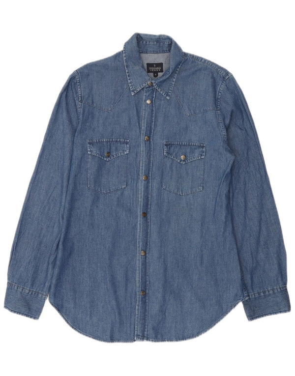 Trussardi Jeans Mens Denim Shirt Small Blue Cotton