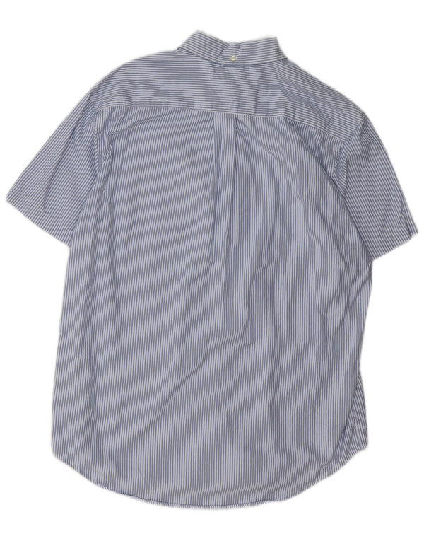 Tommy Hilfiger Mens Short Sleeve Shirt Large Blue Pinstripe Cotton