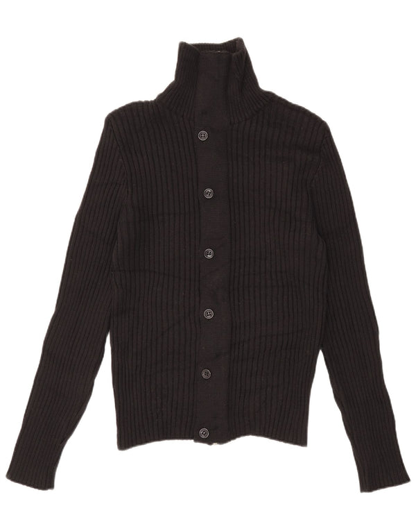 Vintage Boys Cardigan Sweater 13-14 Years XL Black Merino Wool
