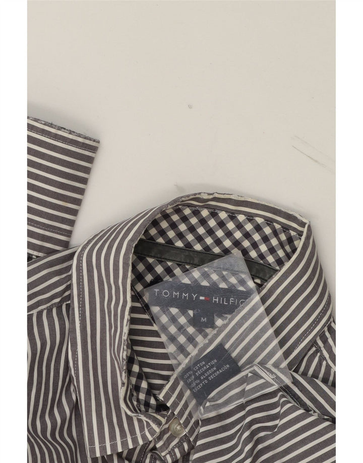 TOMMY HILFIGER Mens Shirt Medium Grey Striped Cotton Vintage Tommy Hilfiger and Second-Hand Tommy Hilfiger from Messina Hembry 