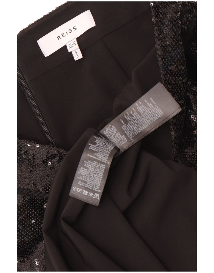 Reiss Womens Sequin Pencil Skirt UK 12 Medium W30  Black Polyester