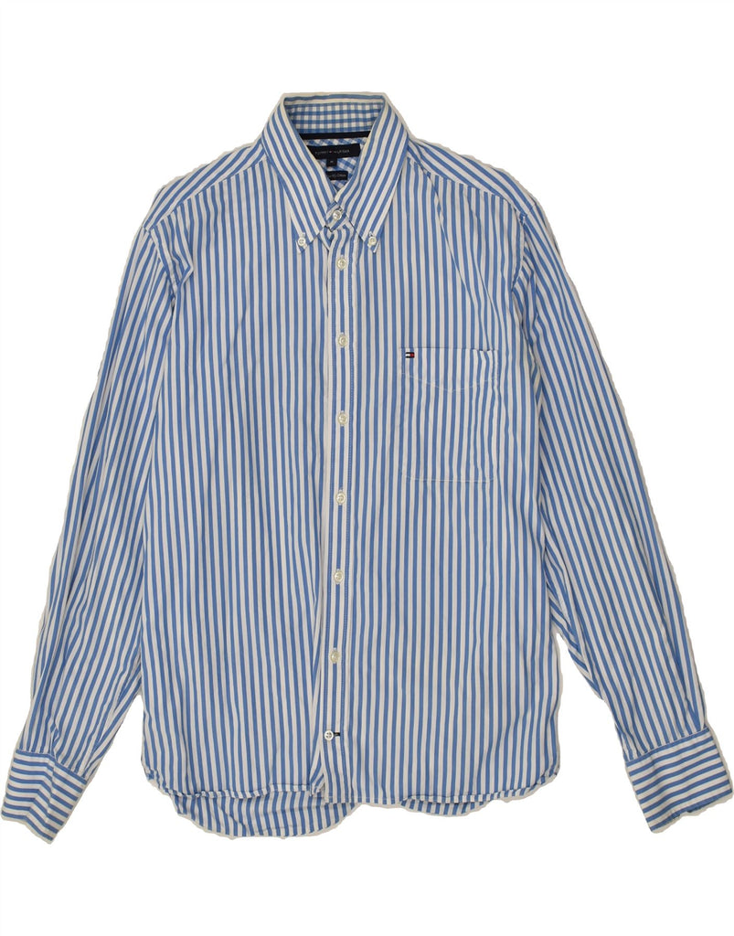 TOMMY HILFIGER Mens Shirt Medium Blue Striped Cotton | Vintage Tommy Hilfiger | Thrift | Second-Hand Tommy Hilfiger | Used Clothing | Messina Hembry 