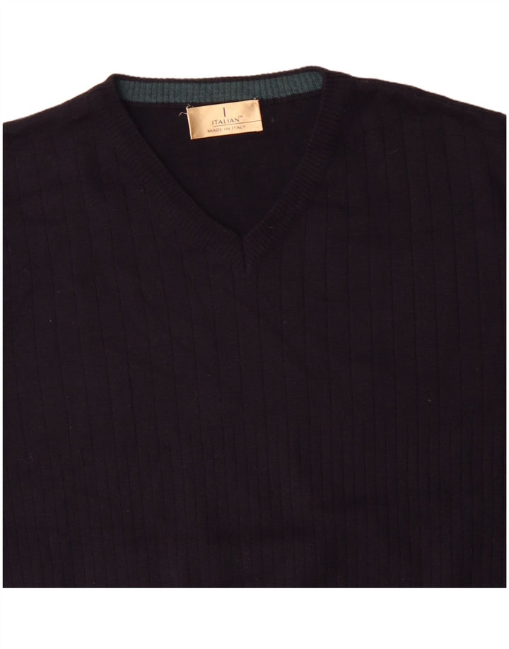 Marks & Spencer Mens V-Neck Jumper Sweater Large Navy Blue Acrylic