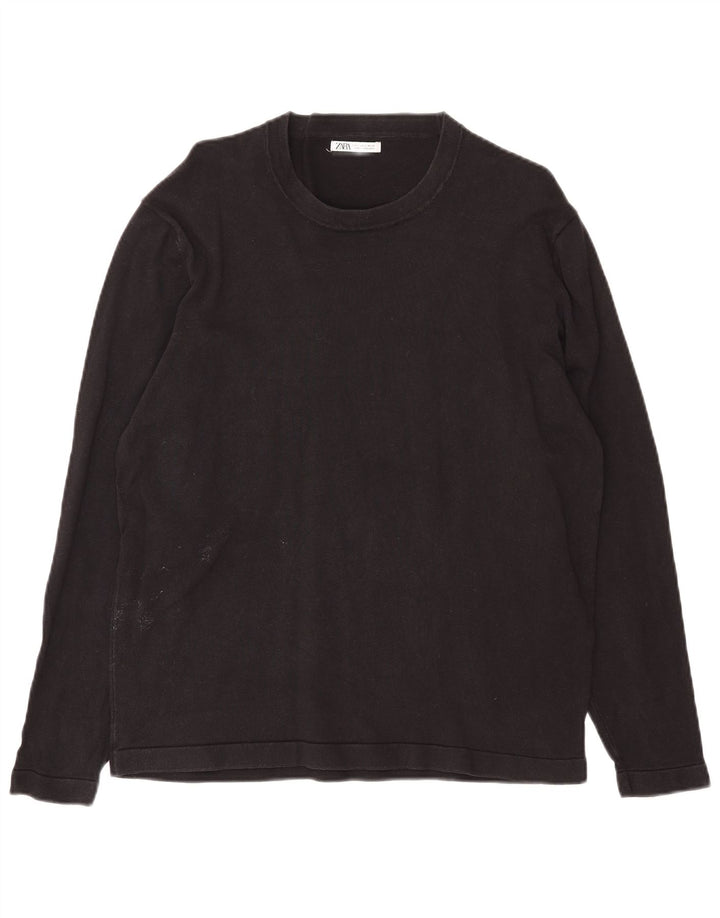 Zara Womens Top Long Sleeve UK 16 Large Black