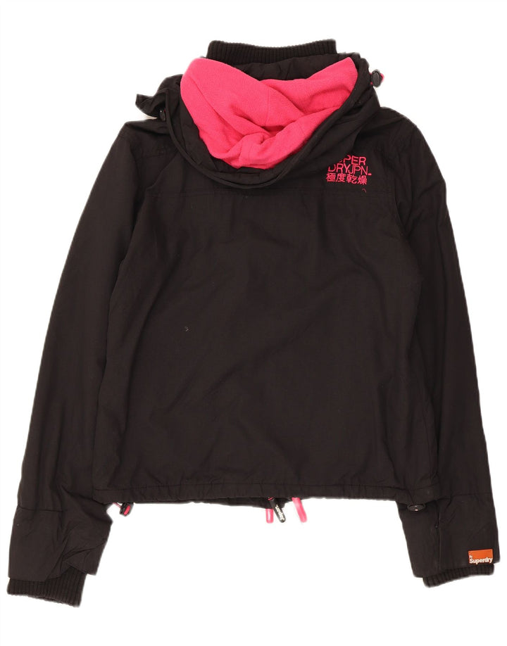 Superdry Womens Graphic Windbreaker Jacket UK 14 Medium Black