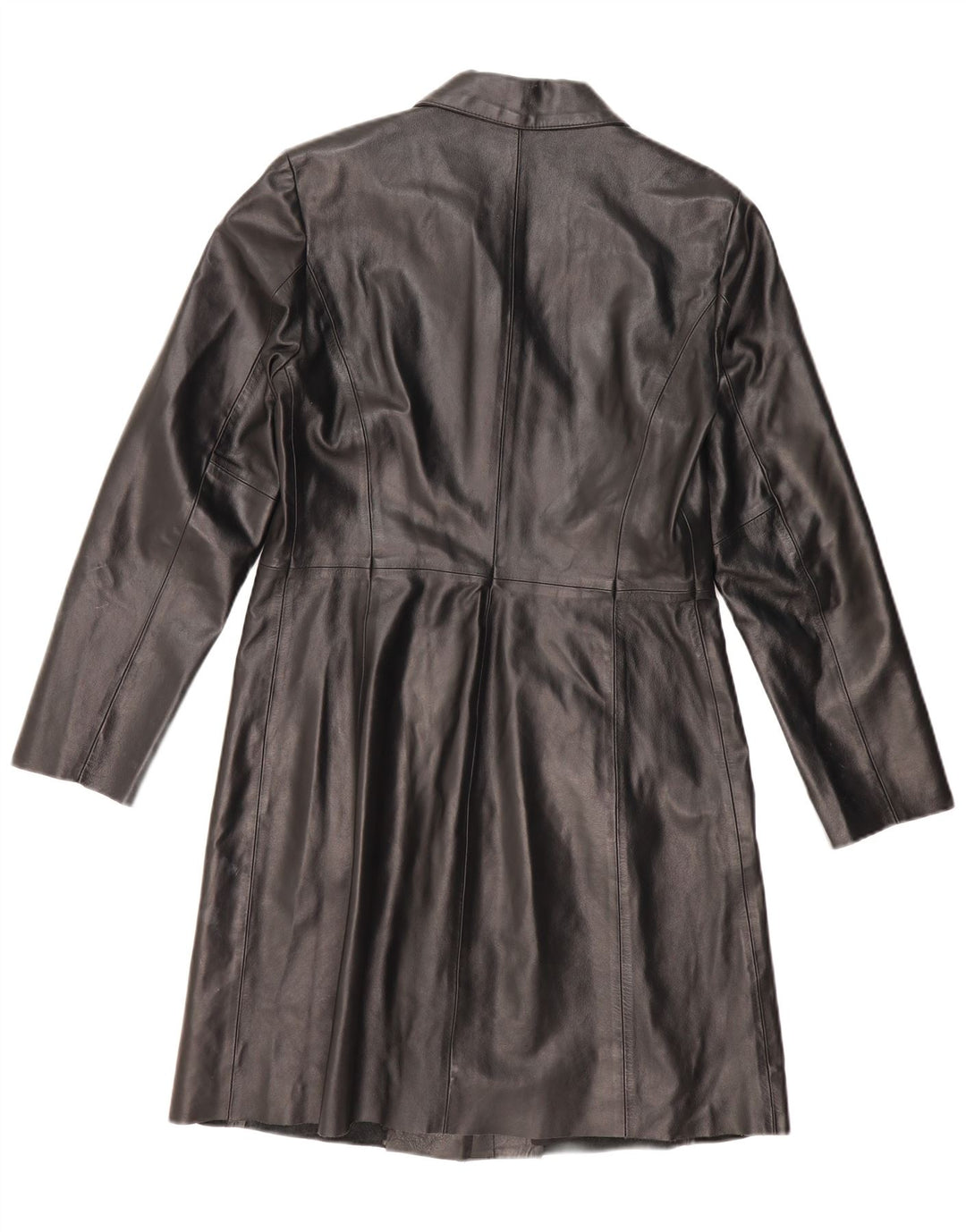 BENETTON Womens Leather Coat IT 46 Large Black Leather