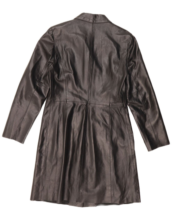 BENETTON Womens Leather Coat IT 46 Large Black Leather