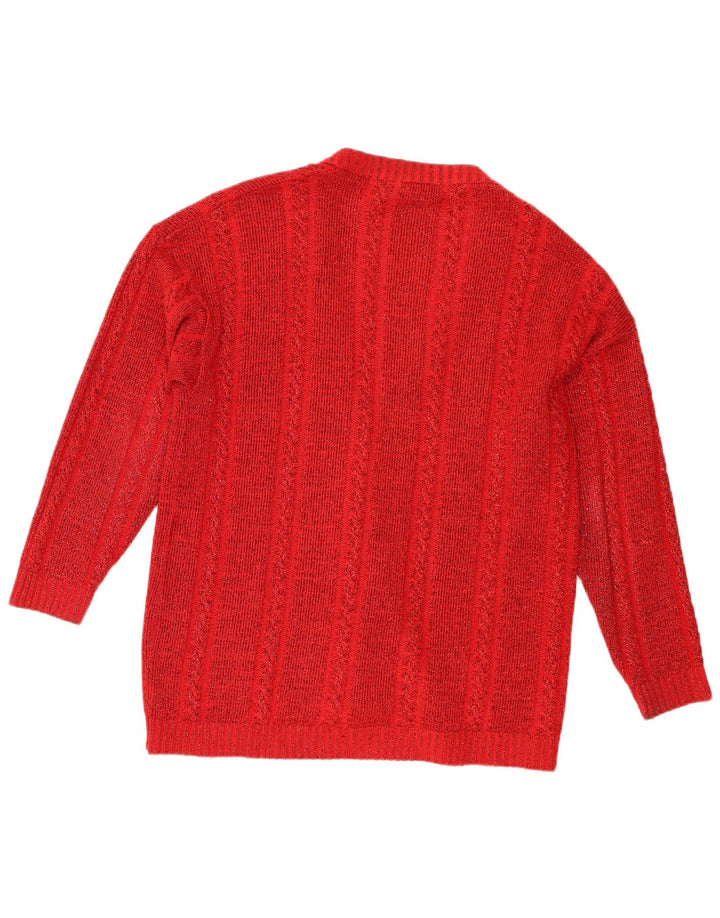 Silhouette Womens Loose Fit Cardigan Sweater UK 14 Medium Red Wool