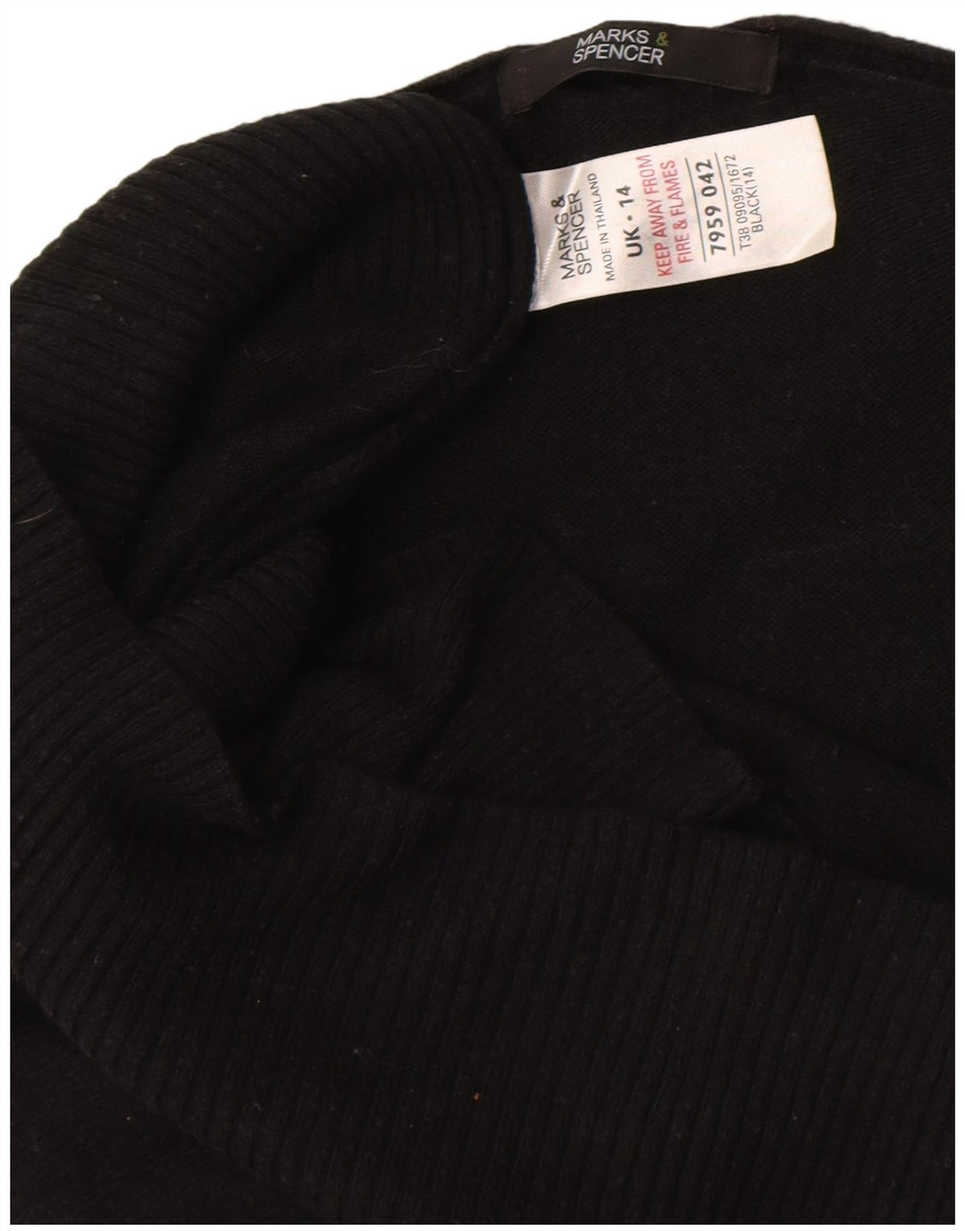 Marks & Spencer Womens Longline V-Neck Jumper Sweater UK 14 Medium Black