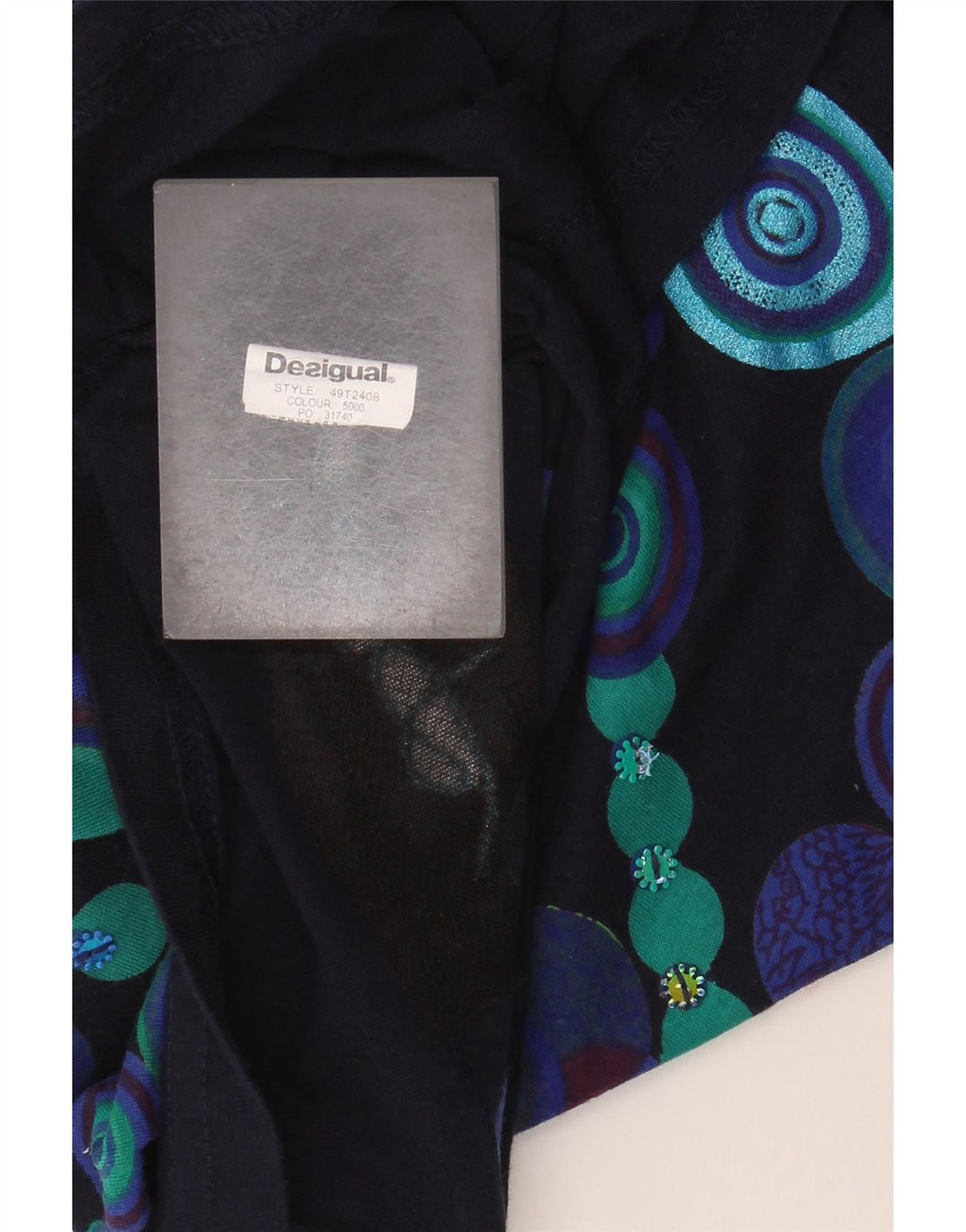 Desigual Womens Graphic Top Long Sleeve UK 14 Medium Navy Blue Floral