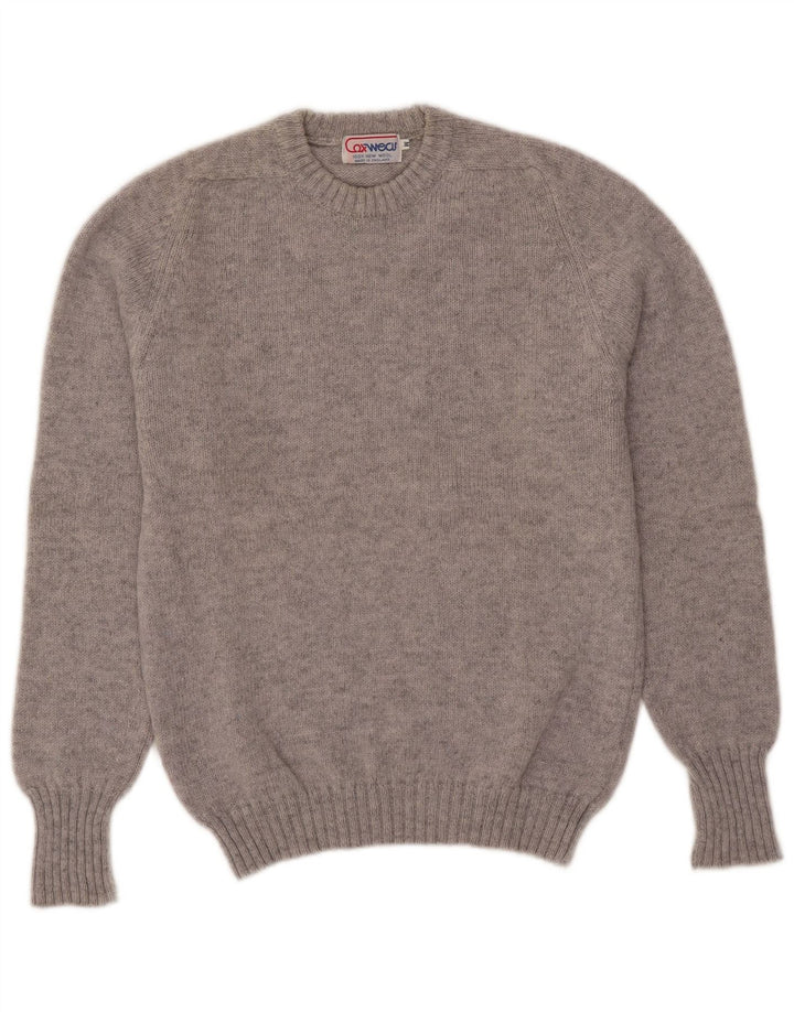 Vintage Mens Crew Neck Jumper Sweater Medium Grey Wool