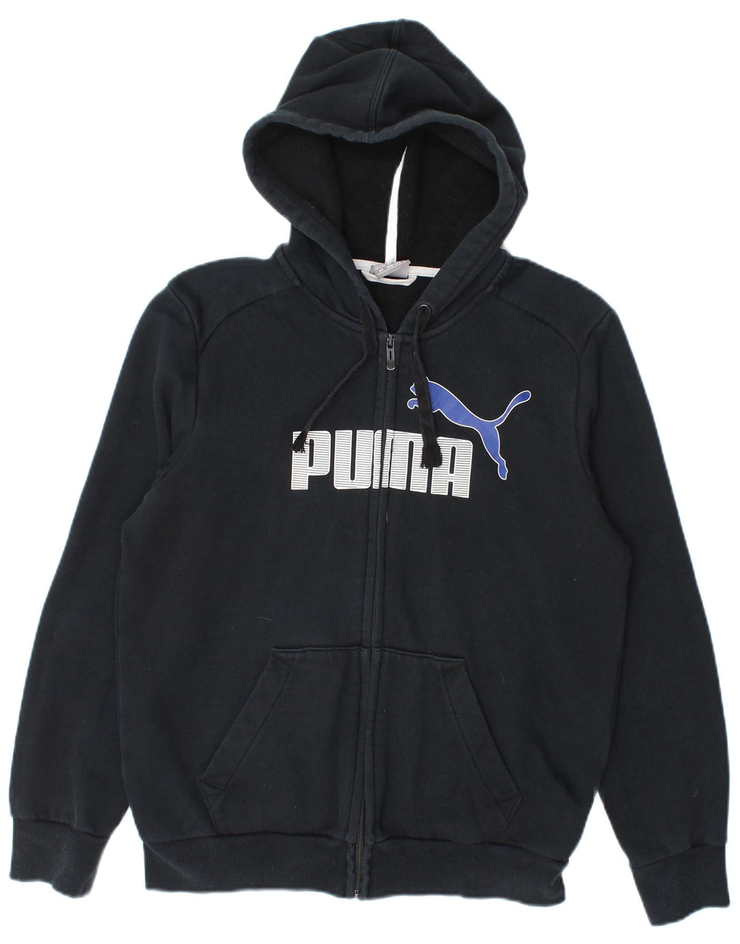 Puma Mens Graphic Zip Hoodie Sweater Small Black Cotton
