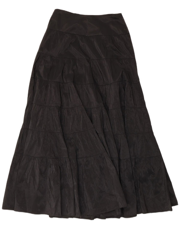 Murek Womens Maxi High Waist Tiered Skirt W30 Medium Black