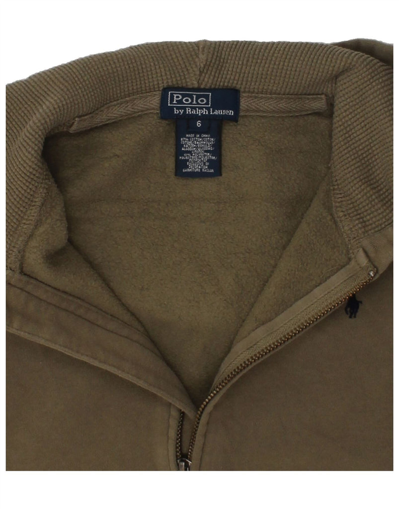 POLO RALPH LAUREN Boys Zip Hoodie Sweater 5-6 Years Khaki Cotton | Vintage Polo Ralph Lauren | Thrift | Second-Hand Polo Ralph Lauren | Used Clothing | Messina Hembry 