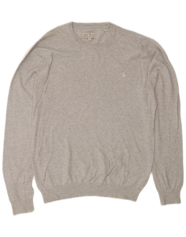 Jack Wills Mens Crew Neck Jumper Sweater Medium Grey Cotton