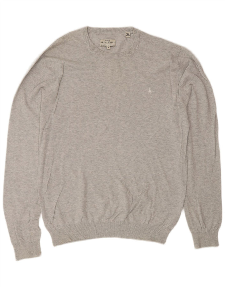 Jack Wills Mens Crew Neck Jumper Sweater Medium Grey Cotton