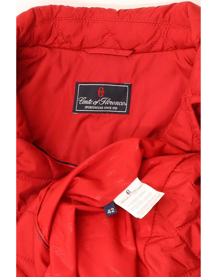 Conte of Florence Womens Quilted Jacket IT 42 Medium Red Polyamide