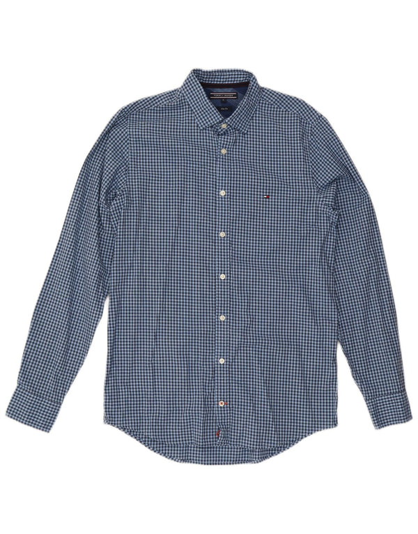 Tommy Hilfiger Mens Slim Fit Shirt Medium Blue Gingham Cotton