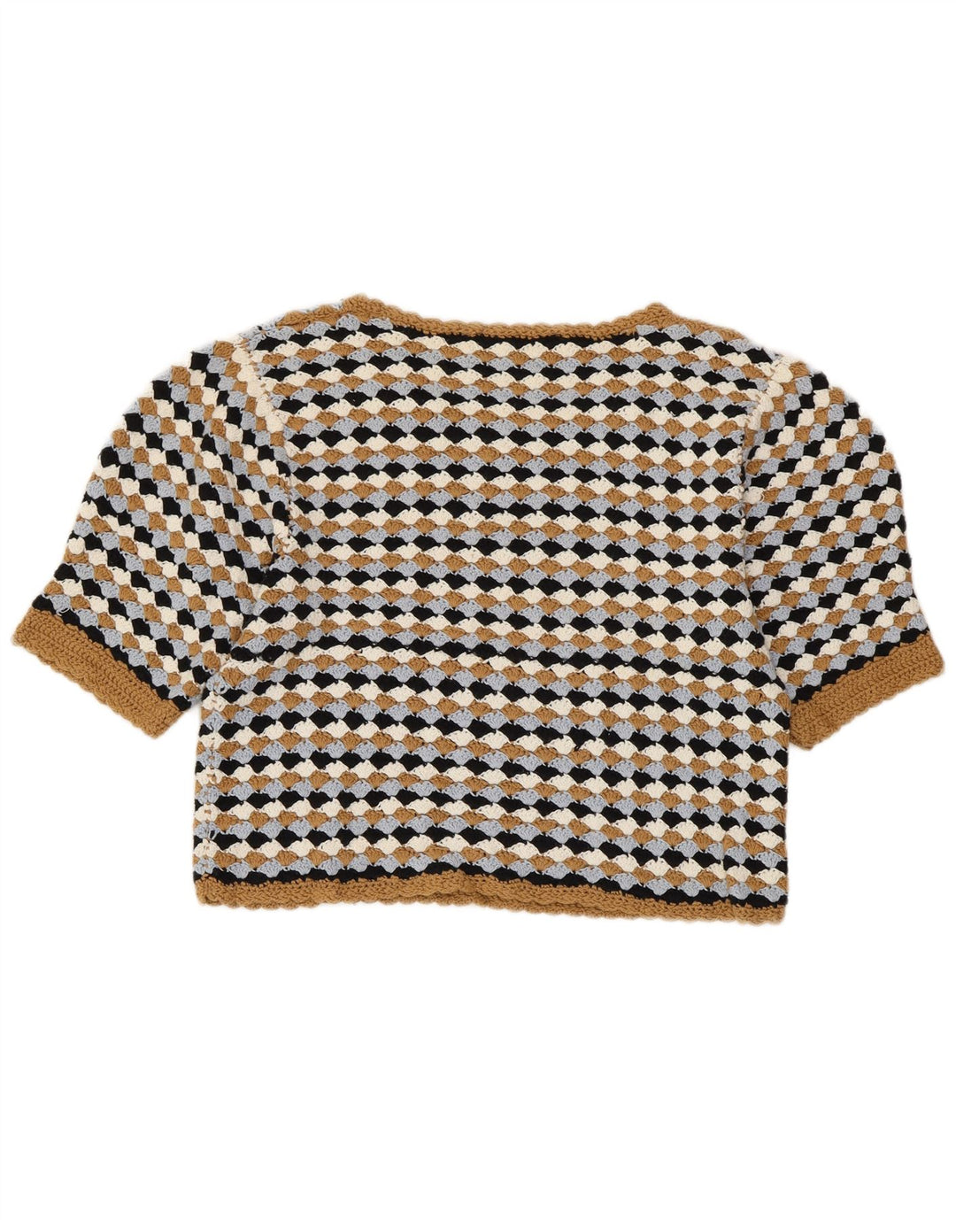 ZARA Womens Crop Boat Neck Jumper Sweater UK 14 Large Multicoloured