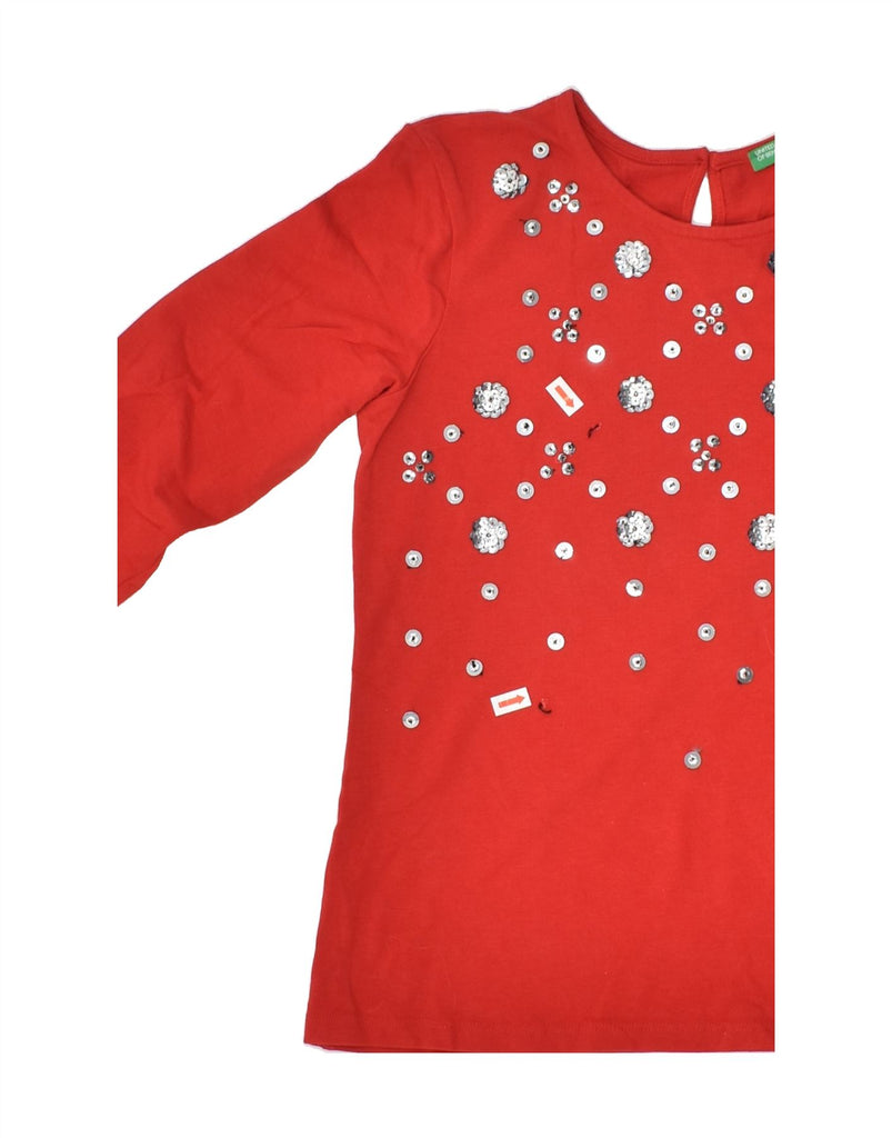 BENETTON Girls Top Long Sleeve 10-11 Years XL  Red Spotted Cotton | Vintage Benetton | Thrift | Second-Hand Benetton | Used Clothing | Messina Hembry 