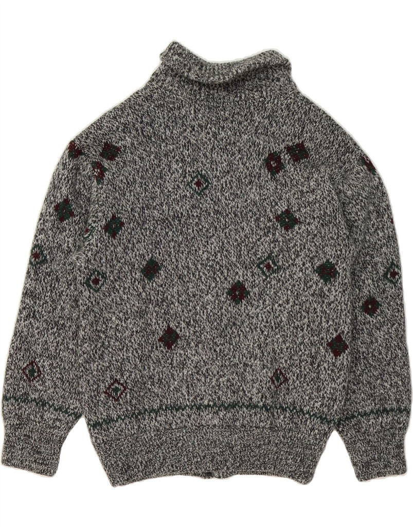 MALAGRIDA Mens Knit Bomber Jacket UK 38 Medium Grey Argyle/Diamond Wool Vintage Malagrida and Second-Hand Malagrida from Messina Hembry 