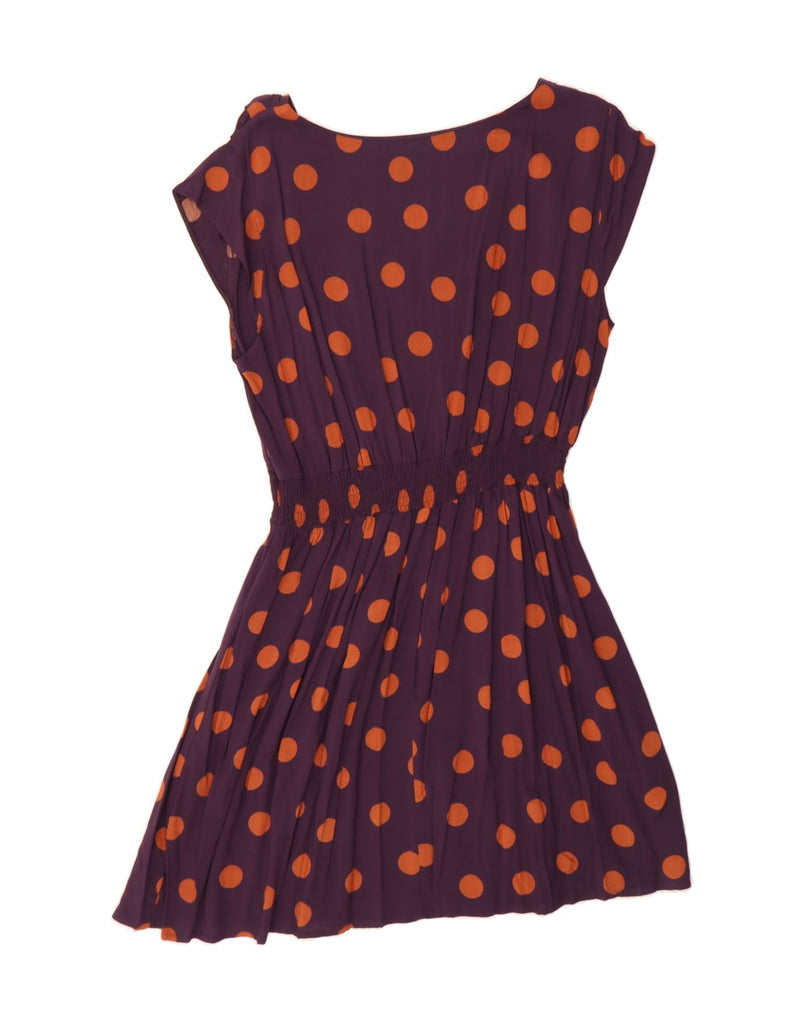 NEXT Womens A-Line Dress UK 14 Medium  Burgundy Polka Dot Viscose Vintage Next and Second-Hand Next from Messina Hembry 