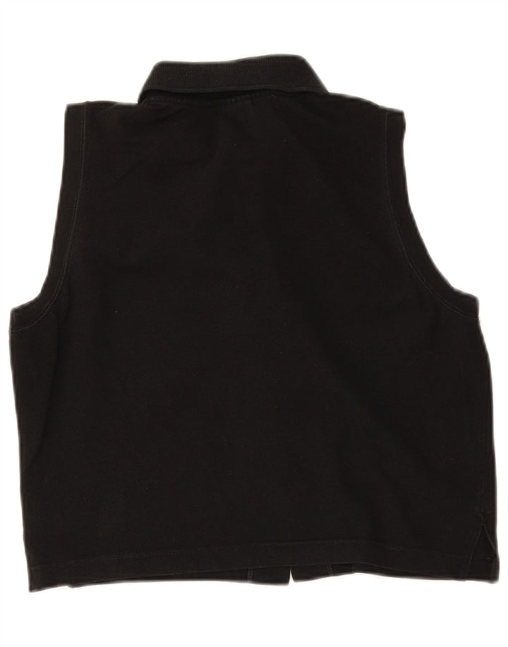 Lacoste Womens Crop Sleeveless Shirt Blouse Size 44 Large Black