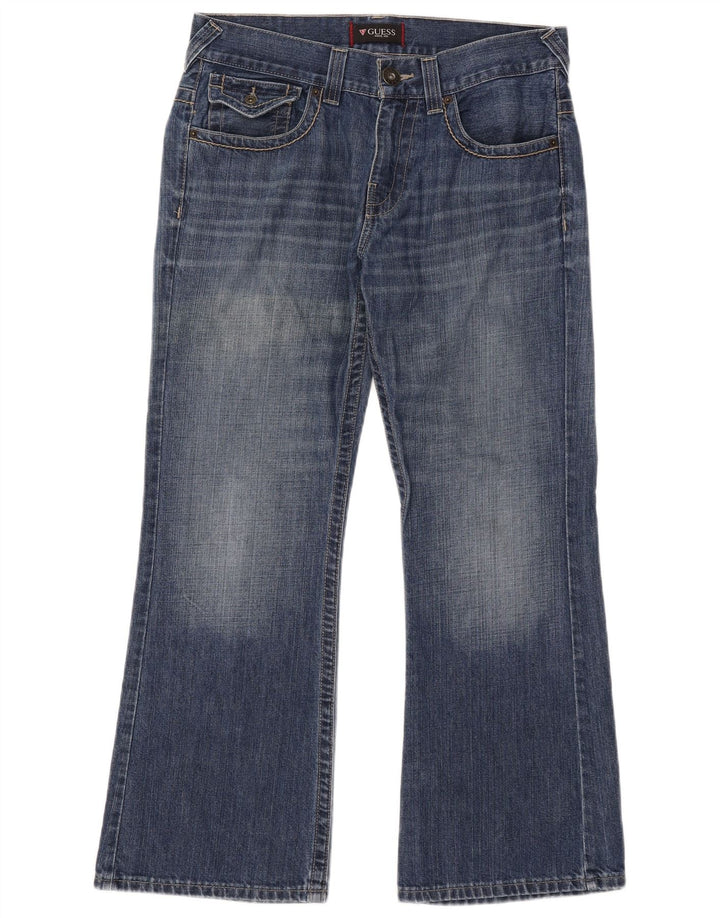 Guess Mens Bootcut Jeans W33 L30 Blue Cotton