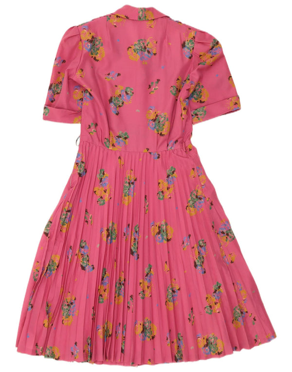 Vintage Womens A-Line Dress UK 12 Medium Pink Floral
