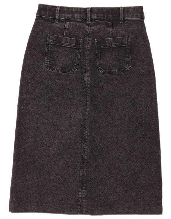 Marks & Spencer Womens Denim Skirt UK 10 Small W27 Black Cotton