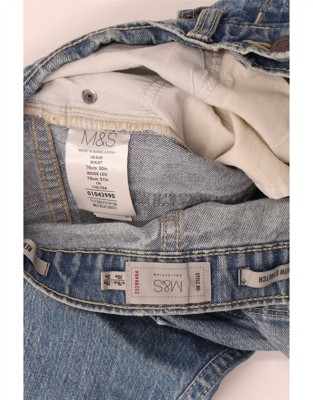 Marks & Spencer Mens Regular Straight Jeans W30 L31 Blue Cotton