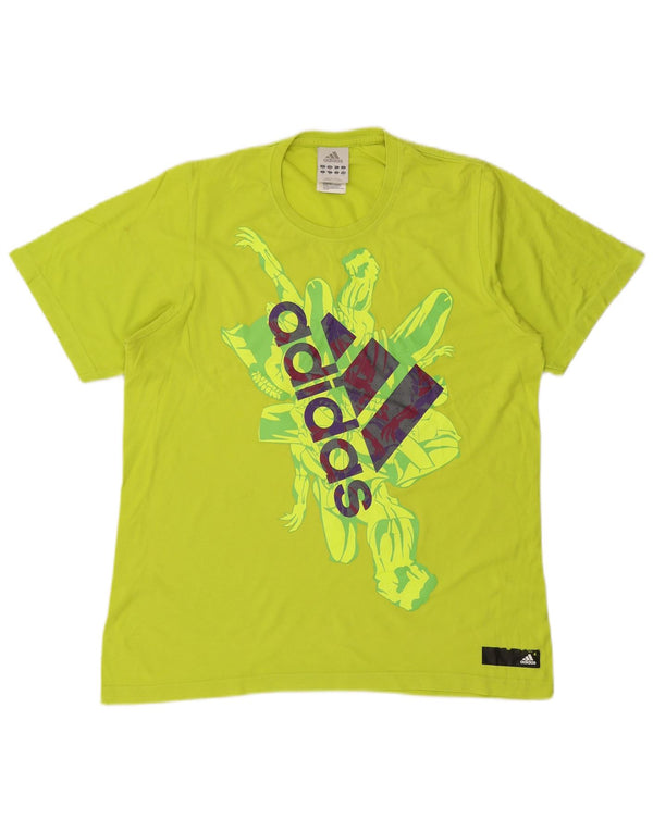 Adidas Mens Graphic T-Shirt Top Medium Green Cotton