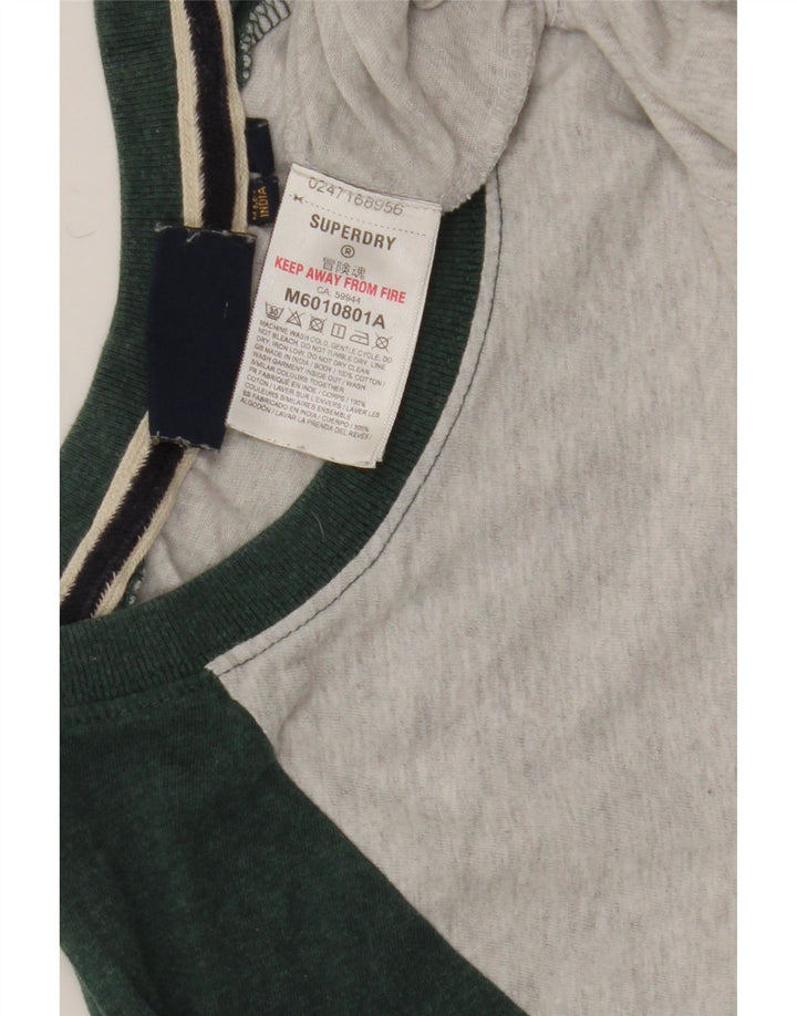 Superdry Mens Top Long Sleeve Medium Grey Colourblock Cotton
