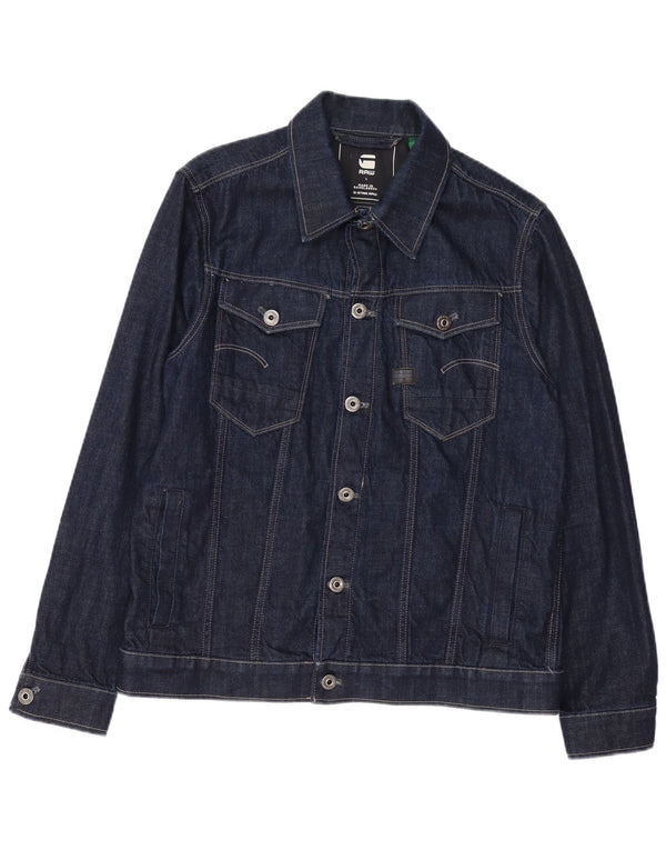 G-Star Mens Denim Jacket UK 40 Large Navy Blue Cotton