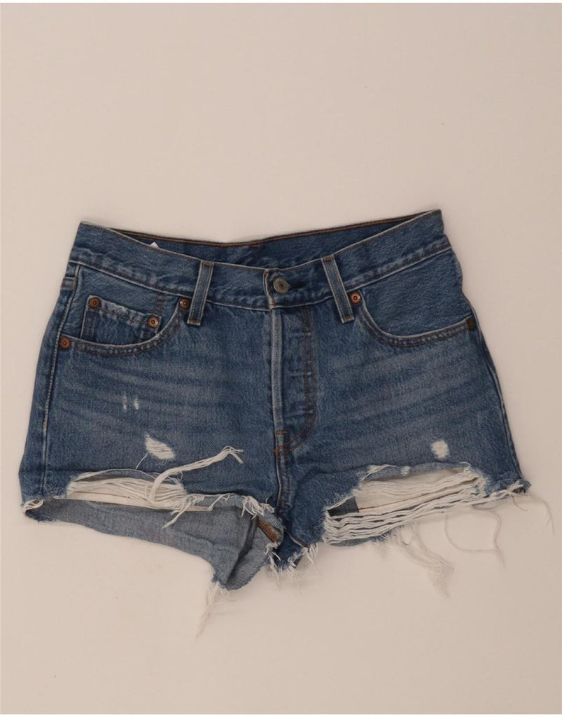 LEVI'S Womens 501 Denim Distressed Hot Pants W25 XS Blue Cotton Vintage Levi's and Second-Hand Levi's from Messina Hembry 