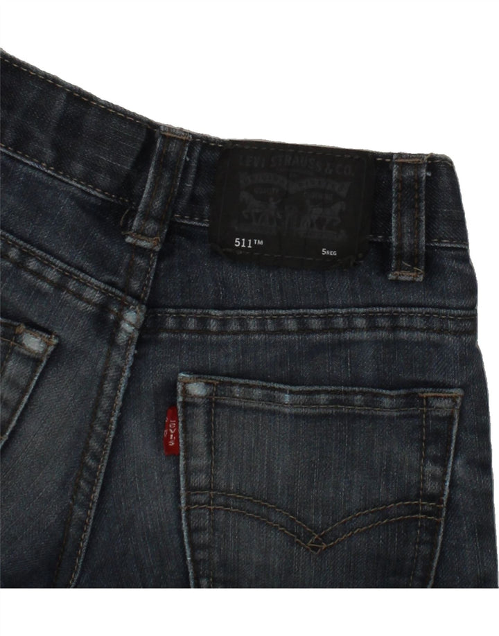 LEVI'S Boys 511 Distressed Slim Jeans 4-5 Years W22 L18 Navy Blue Cotton Vintage Levi's and Second-Hand Levi's from Messina Hembry 